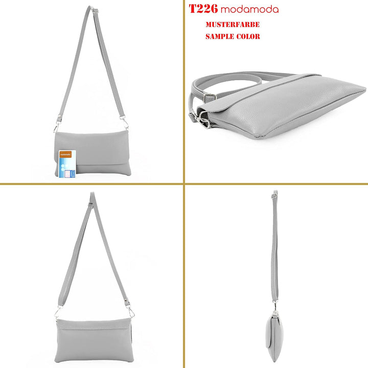 modamoda de - T226 - ital. Leder Clutch Umhängetasche Klein Small Camel, Camel