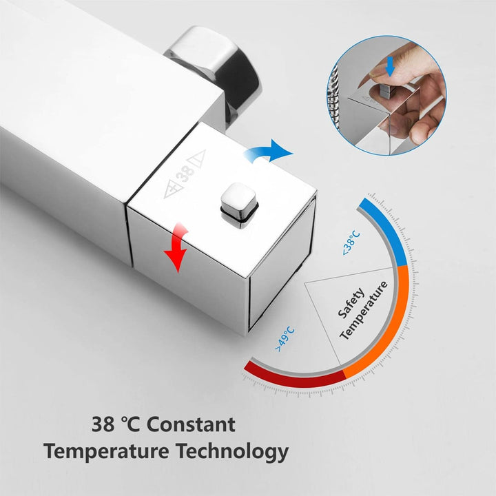 YOOZENA Duschsystem,Duscharmatur Komplettset,Duscharmatur mit Thermostat, Duschkopf mit Schlauch und