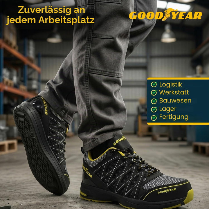 Goodyear Herren gyshu1502 Sicherheitsschuhe, Black Yellow, 43 EU Schwarz Gelb 43 EU, Schwarz Gelb 43