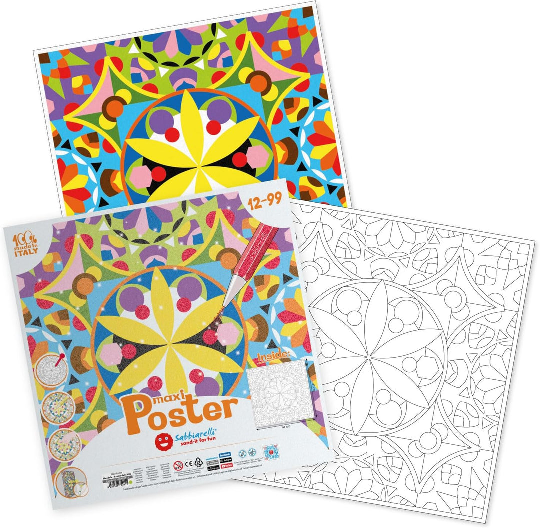 Sabbiarelli Sand-it For Fun – Poster Mandala – 1 Selbstklebendes Maxi-Motiv 41 x 41 cm für Sand Art