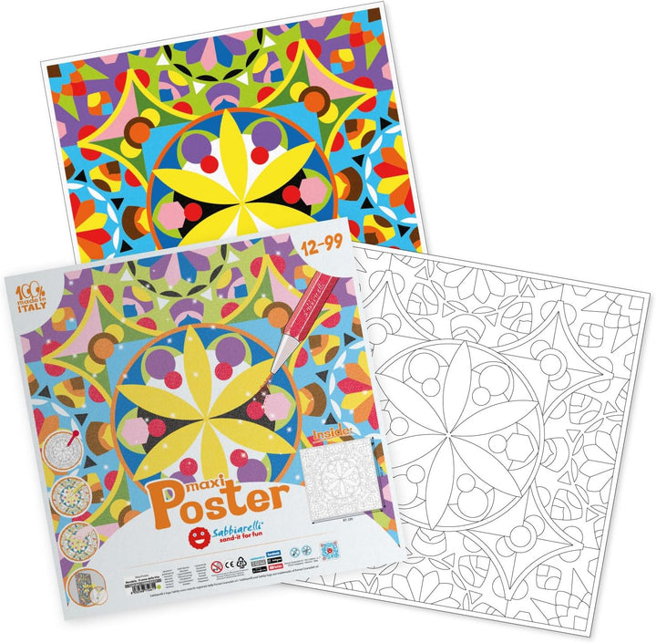 Sabbiarelli Sand-it For Fun – Poster Mandala – 1 Selbstklebendes Maxi-Motiv 41 x 41 cm für Sand Art