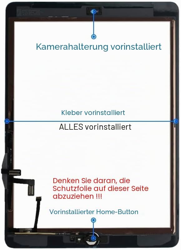 JPUNG Display Digitizer für iPad Air 2013 A1474 A1475 A1476, Air 1 Touchscreen Ersatzbildschirm, mit