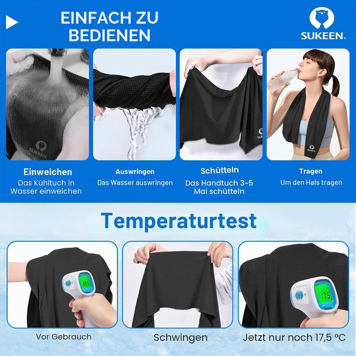 Kühltuch Set, kühlendes Handtuch Kühltücher Hals, Handtuch kühlend, Cooling Towel, Kühltücher Sport,