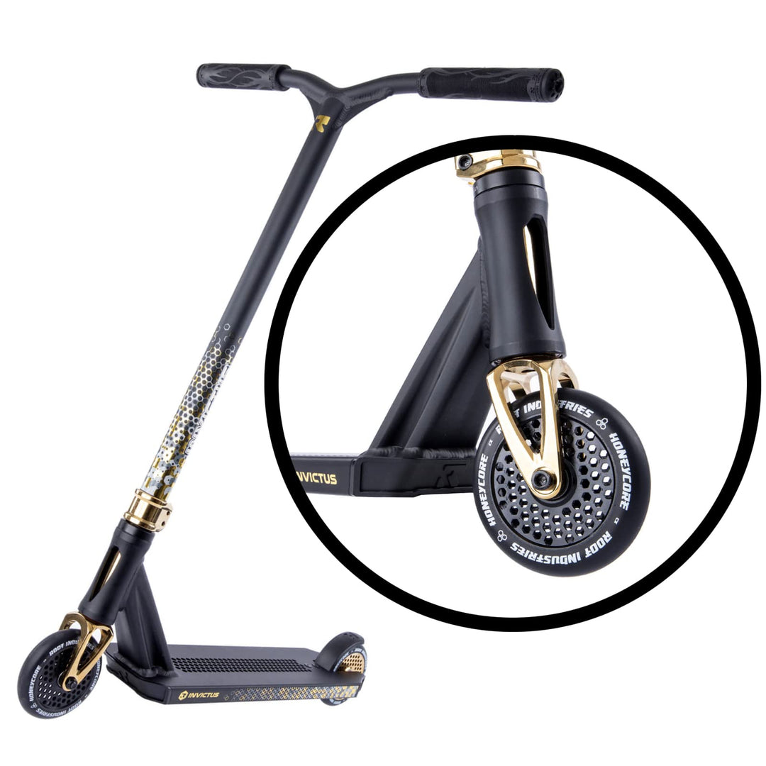 Root Industries Unisex – Erwachsene Invictus Signature Scooter Einheitsgrösse Black/Gold, Einheitsgr