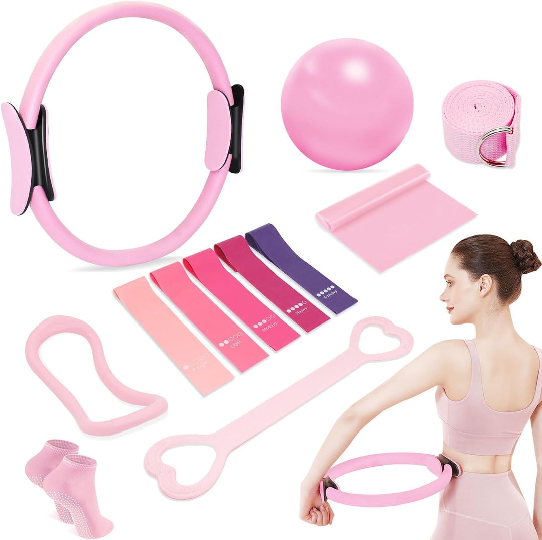 Pilates Ring Set,13 Pilates Ball Pilates Ring Zubehör, Pilates-Ring mit rutschfesten Griffen, ideal