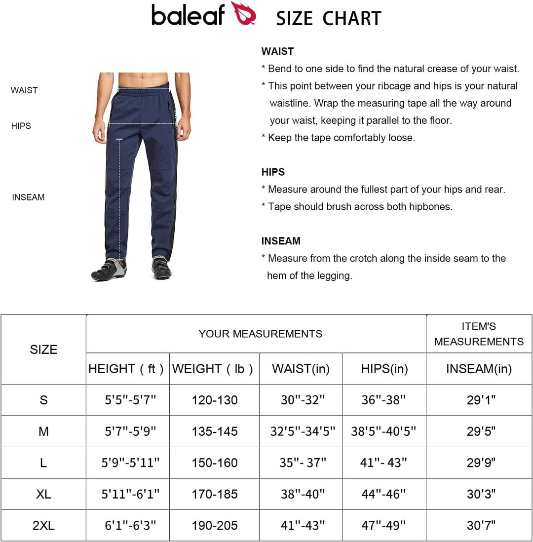 baleaf Herren Fahrradhose Thermo Fleece Radhose Wasserdicht Winddicht Softshellhose Warm Wanderhose