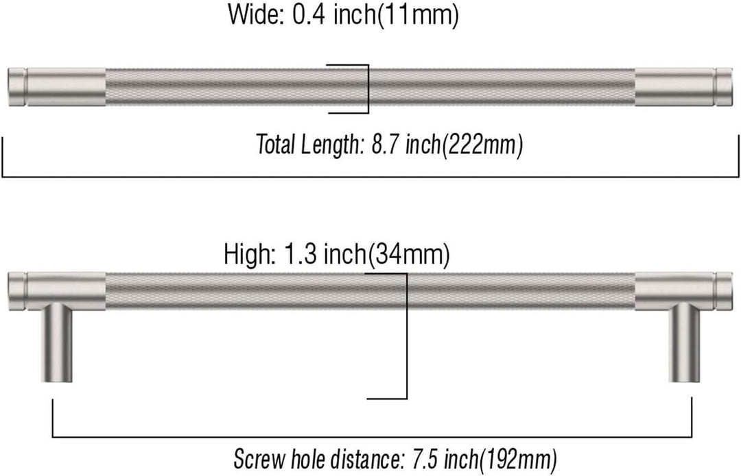 9BUILD 10 Stück Schrankgriffe Gebürsteter Nickel Lochabstand 192mm Griffe für Küchenschränke Gerände