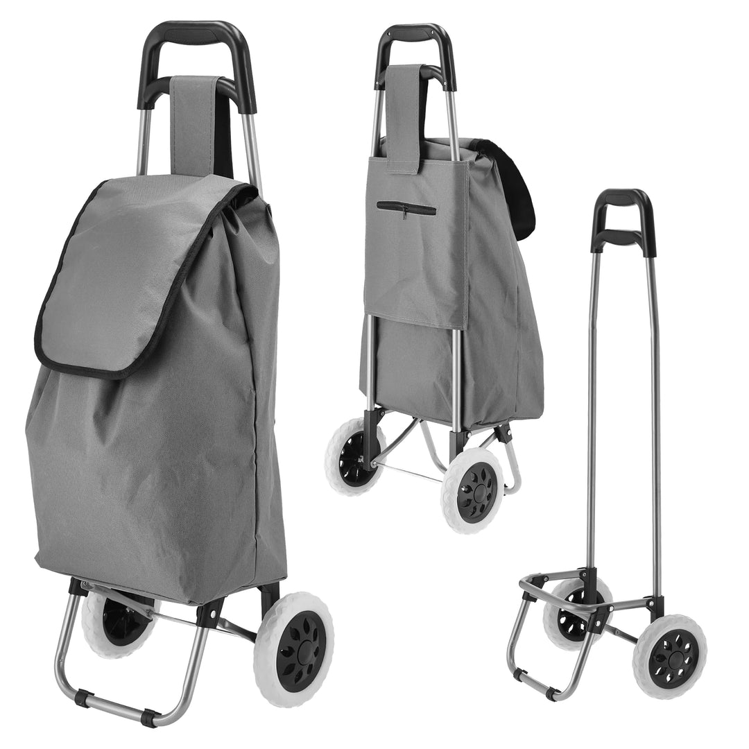 Einkaufstrolley grau | Volumen 45L 40x92x20cm Polyester Metallgestell | Einkaufswagen auf Rollen | R