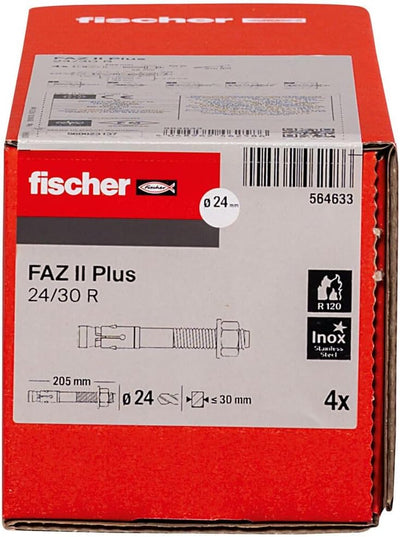 fischer Bolzenanker FAZ II Plus 24/30 R, Schwerlastanker aus Edelstahl mit hoher Tragfähigkeit, Anke