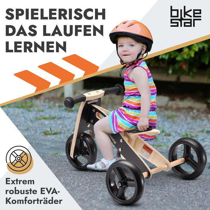 BIKESTAR Mini Kinder Laufrad Holz Lauflernrad mit DREI Rädern für Jungen und Mädchen ab 1 – 1,5 Jahr