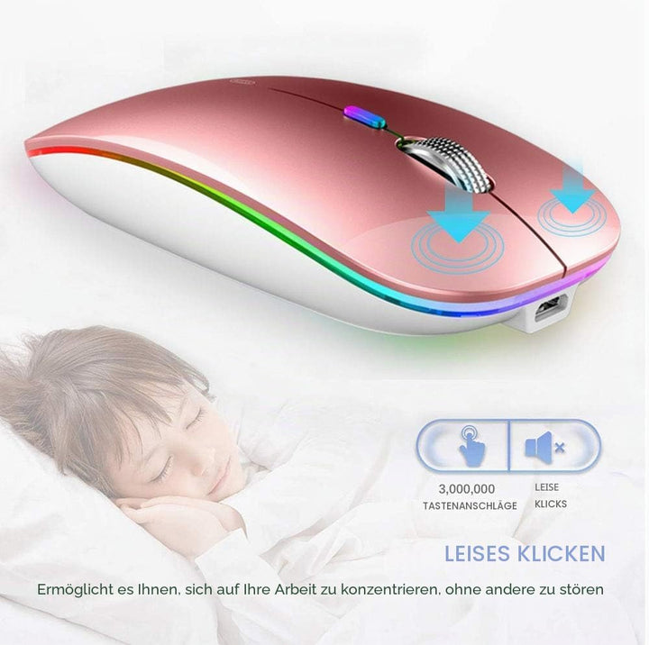 Uiosmuph Bluetooth Maus Kabellose, LED Funkmaus wiederaufladbar Leise Wireless Mouse 2.4GHz Kabellos