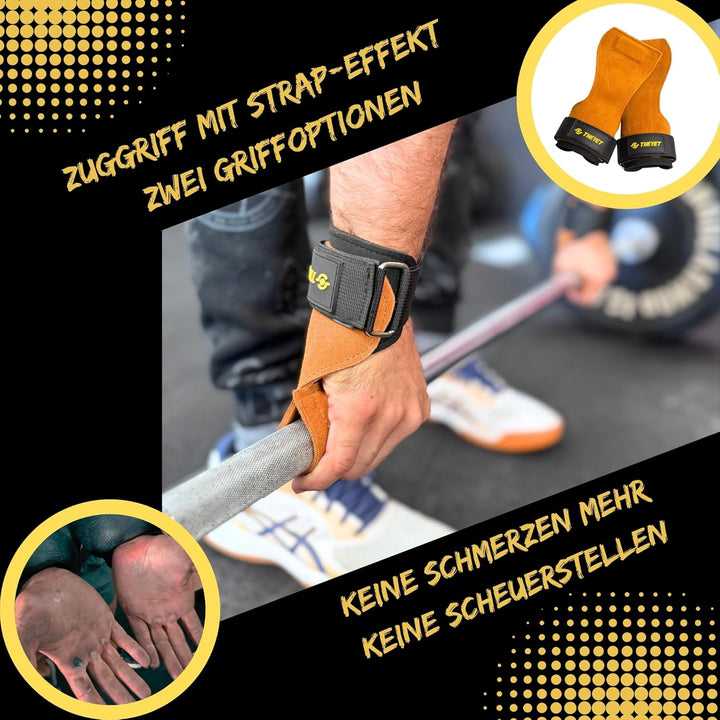 Theyet Crossfit Grips | Fitness Handschuhe Herren und Damen | Lifting Straps mit Handgelenkstütze |