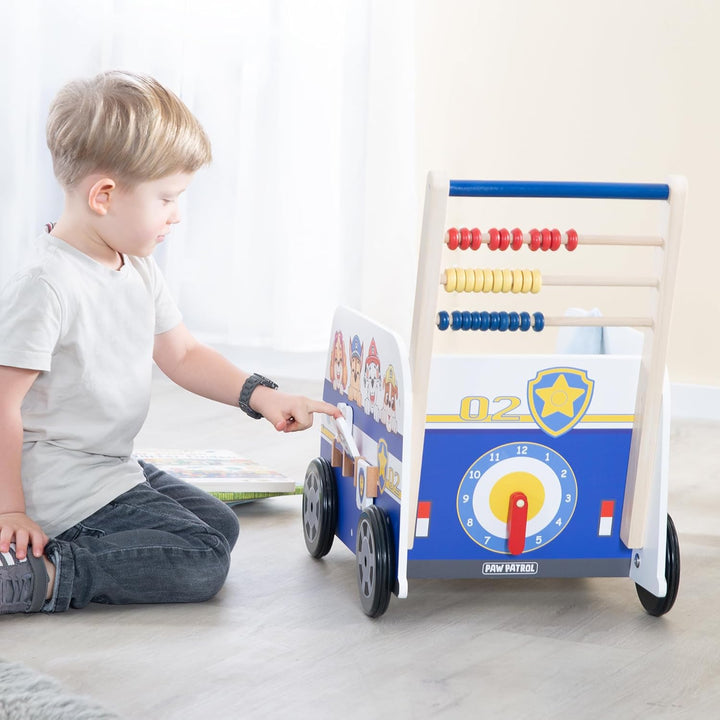 roba Bully-Schiebebus Paw Patrol für Kinder - Lauflernwagen/Puppenwagen aus Holz mit Spielfunktionen