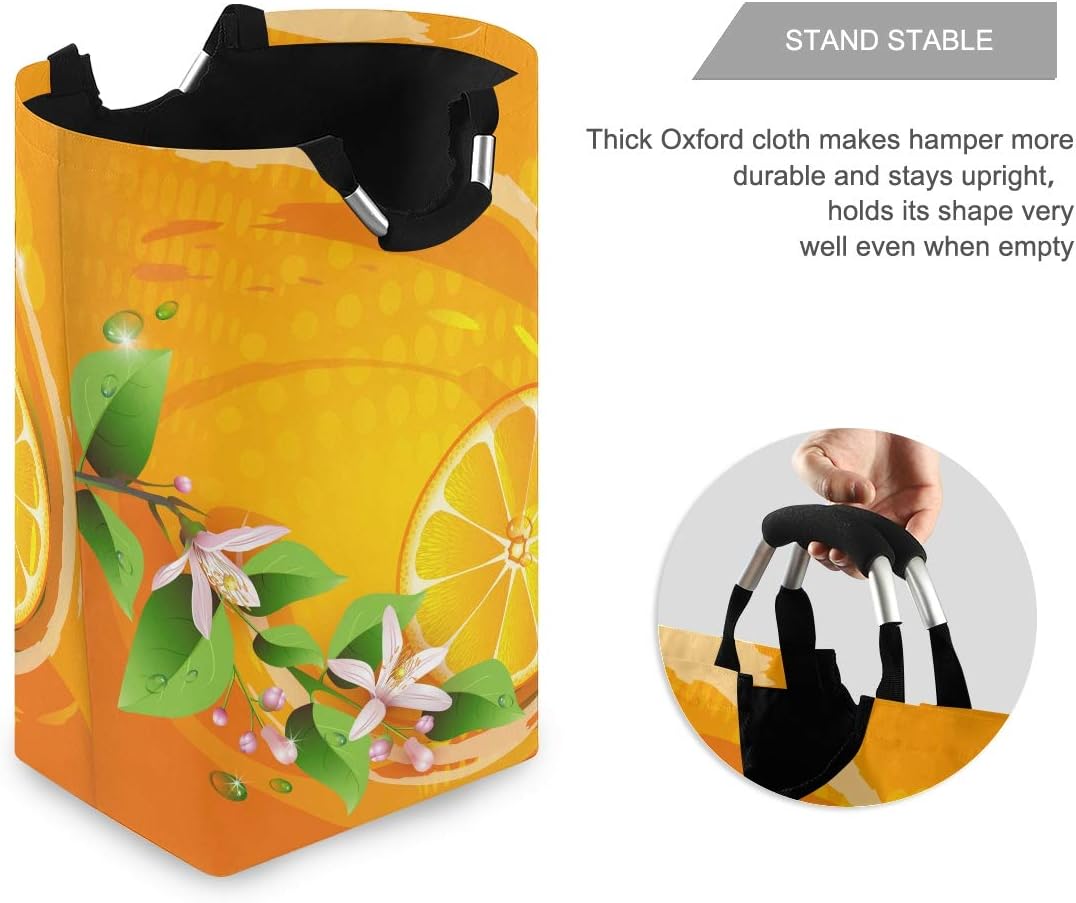 Sommer Orange Gelb Grosser Wäschekorb Faltbar Wasserdicht Wäschesammler Vorratsbehälter Laundry Bask