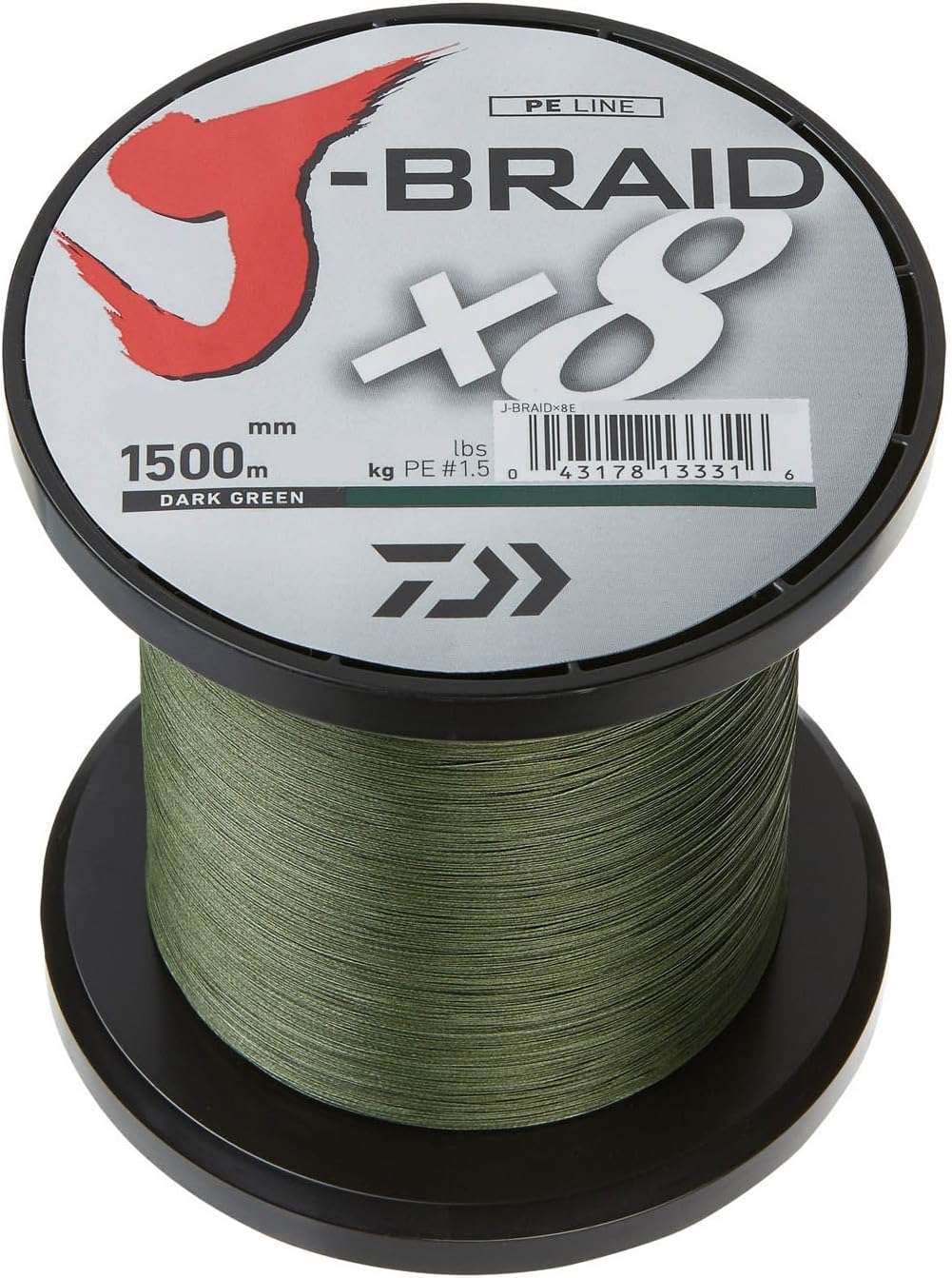 Daiwa J-Braid X8, 1500m dunkelgrün - geflochtene Angelschnur Dm: 0,06 mm, Dm: 0,06 mm