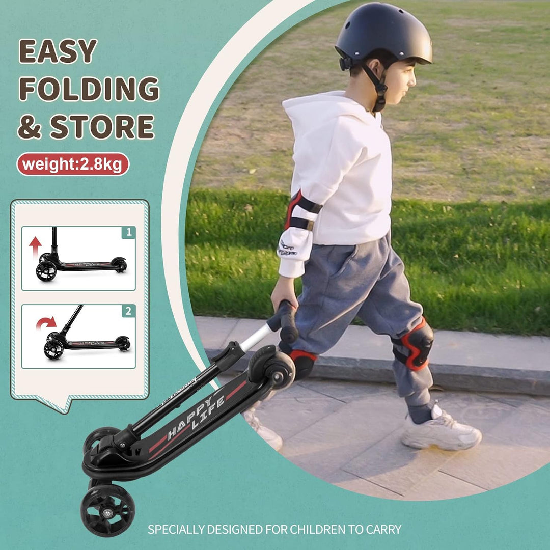 besrey Kinder-Scooter – Big Wheels Faltbarer Tretroller mit blinkenden LED-Lichtern für Jungen und M