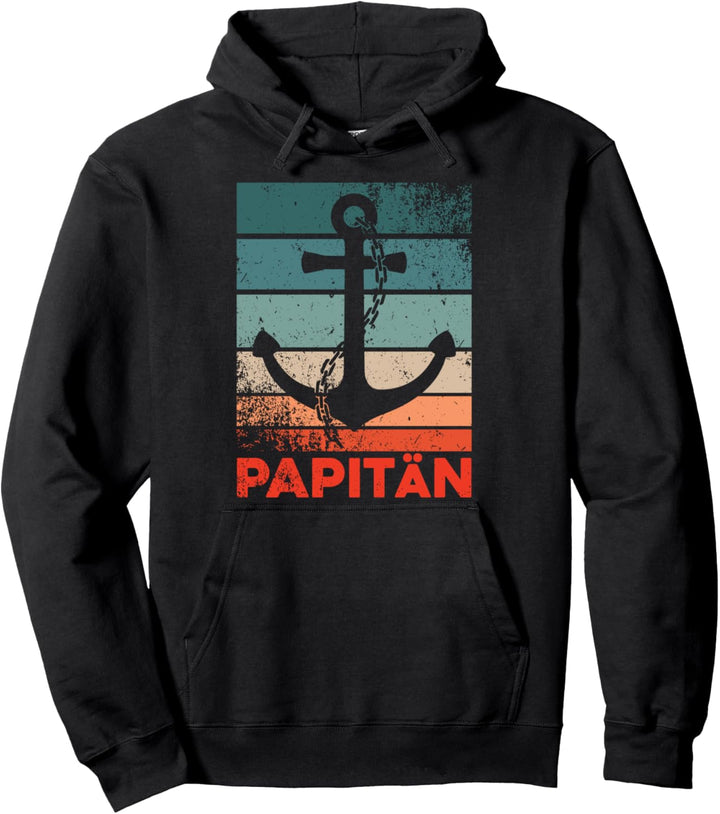 Papitän | Papa und Kapitän Lustiges Retro Anker Vatertag Pullover Hoodie
