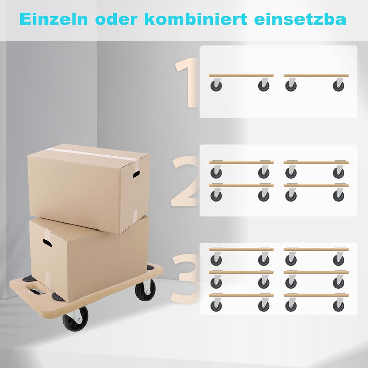 XMTECH Transportroller 580 x 290 mm, 200 kg Maximal Tragkraft, Rollbrett MDF Möbelroller Möbelhund R