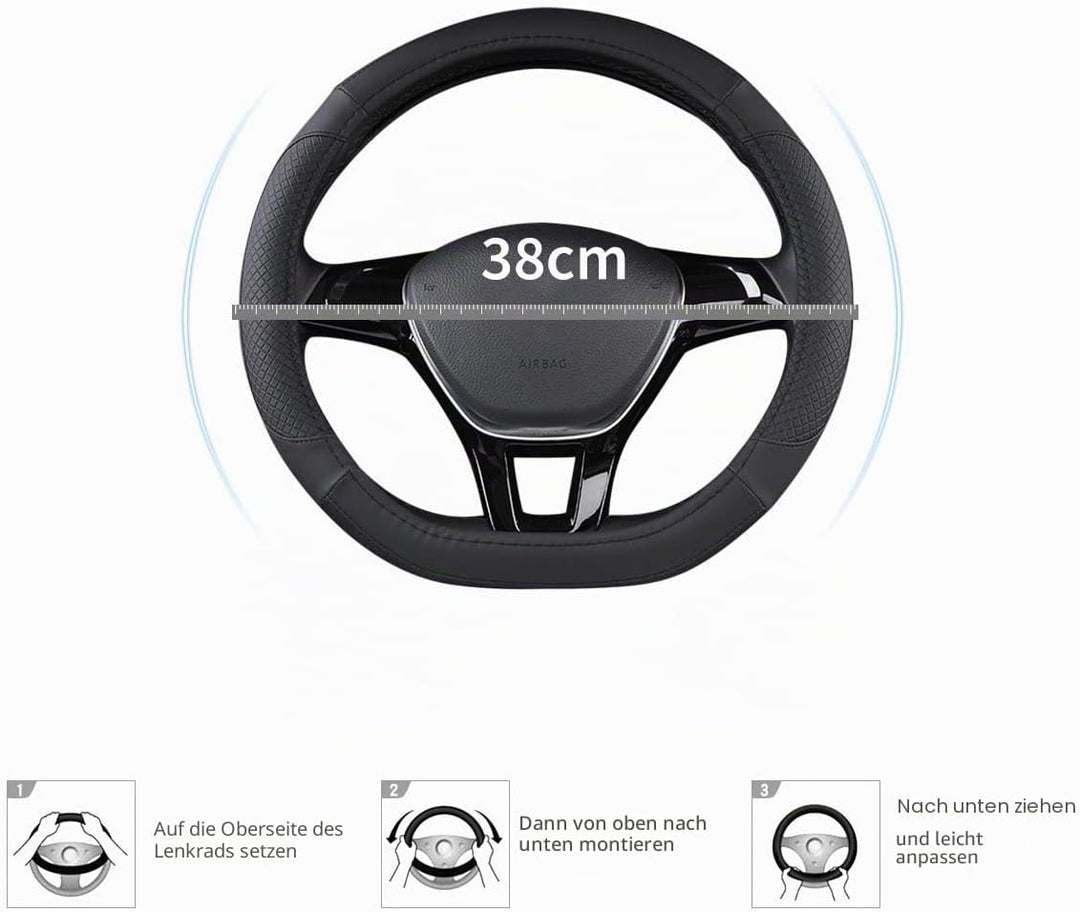 Ergocar Sport D-Form Auto Lenkradbezug Rutschfester Auto Lenkradschutz Mikrofaser PU Leder für Durch