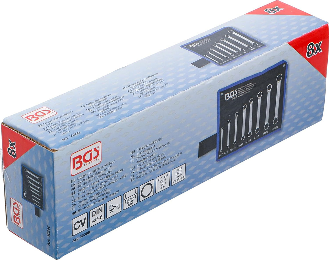 BGS 30300 | Doppel-Ringschlüssel-Satz | extra flach | SW 6 - 22 mm | 8-tlg., Satz