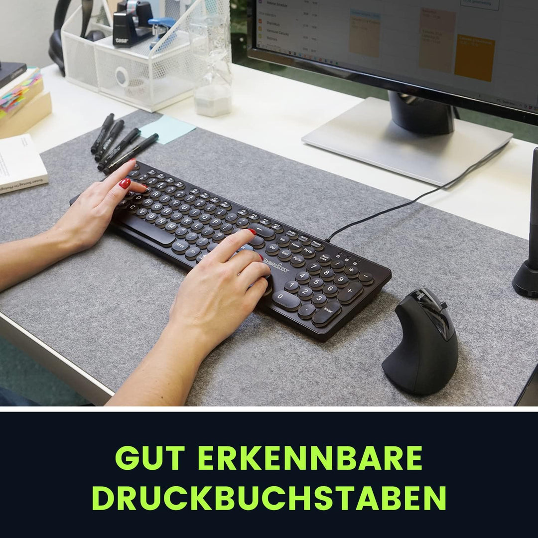 Perixx PERIBOARD-317R Kabelgebundene USB-Tastatur mit Hintergrundbeleuchtung – Grossbuchstaben – dre