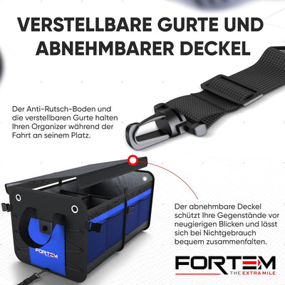 FORTEM Kofferraum Organizer, Kofferraumtasche, Zusammenklappbarer Auto Organizer Kofferraum mit Fäch