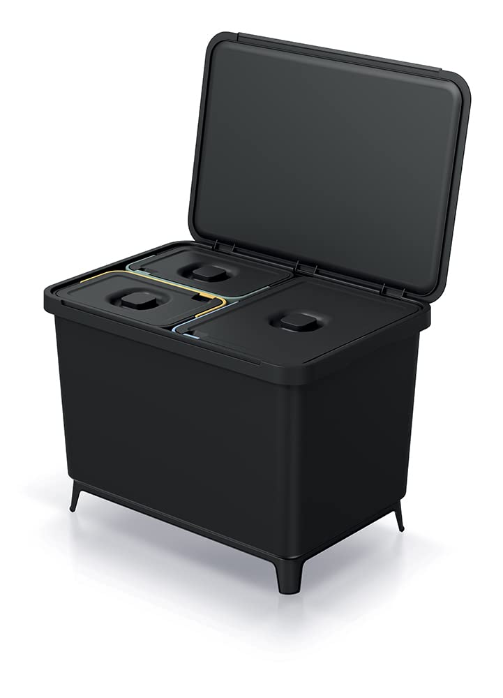 Mülleimer 3er Set 1x 23L + 2x 10L Müllbehälter Abfalleimer 43L Mülltrennsystem Müllsammler Set Einsä