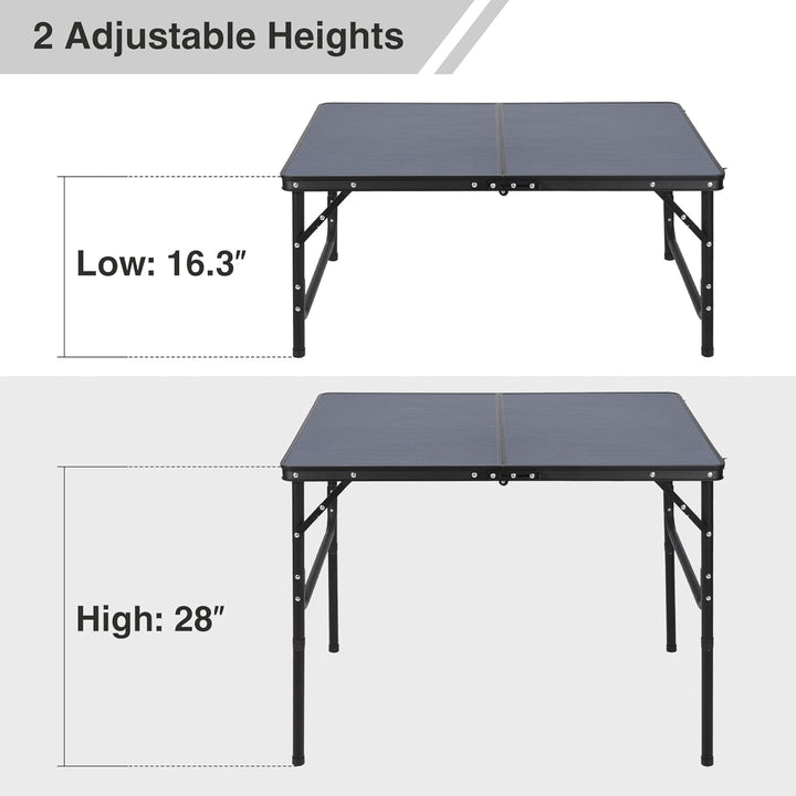 REDCAMP Faltbarer Campingtisch mit Einstellbarer Höhe, Leichter Tragbarer Klapptisch Campingtisch 90