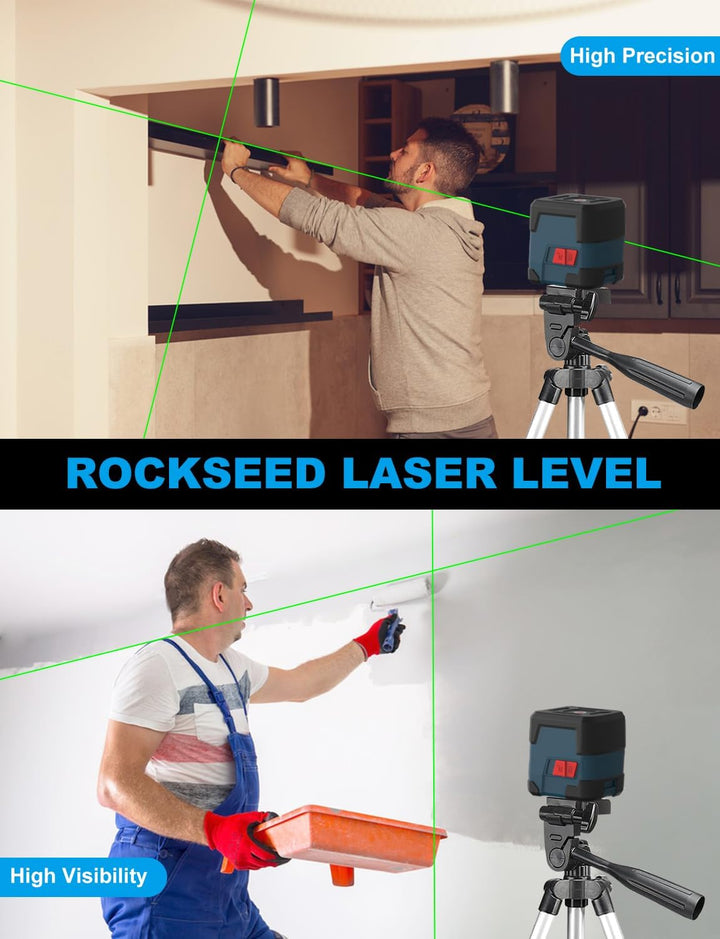 Laser Wasserwaage mit Stativ, RockSeed Kreuzlinienlaser mit Selbstnivellierung, Vertikale und Horizo