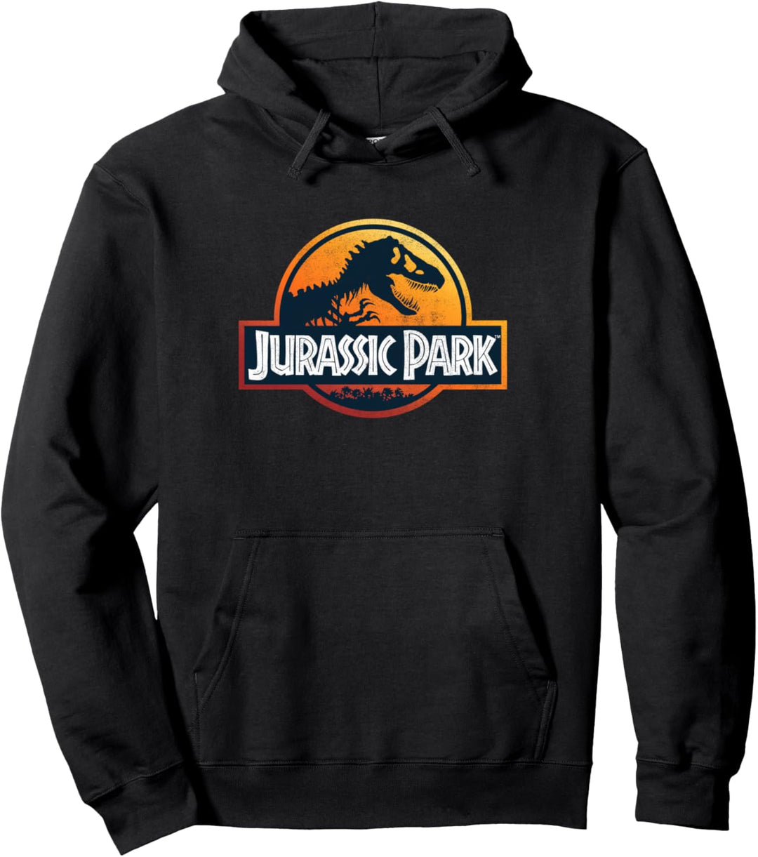 Jurassic Park Classic Retro Partial Sunset Fill Logo Pullover Hoodie