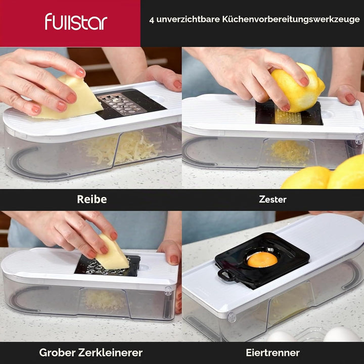 Fullstar Gemüseschneider und Mandoline Gemüsehobel - Julienne- und Würfelschneider für Gurken Zwiebe