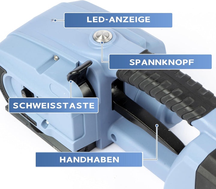 U.S. Solid Elektrische Umreifungsgerät mit 2x4000mAh Akku, für 13-16 mm PP/PET-Bänder, Vollautomatis