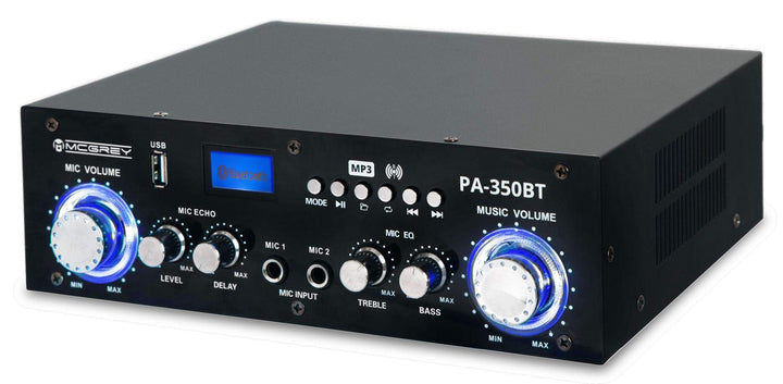 McGrey PA-350BT Bluetooth-Endstufe - mit USB/MP3-Player 200 Watt Leistung - Verstärker mit Zwei Mikr