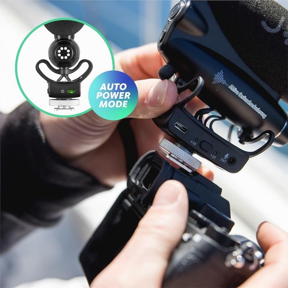 JOBY Wavo PRO Professionelles Richtmikrofon zur Kameramontage, Stabmikrofon mit Eingebauter ANR und