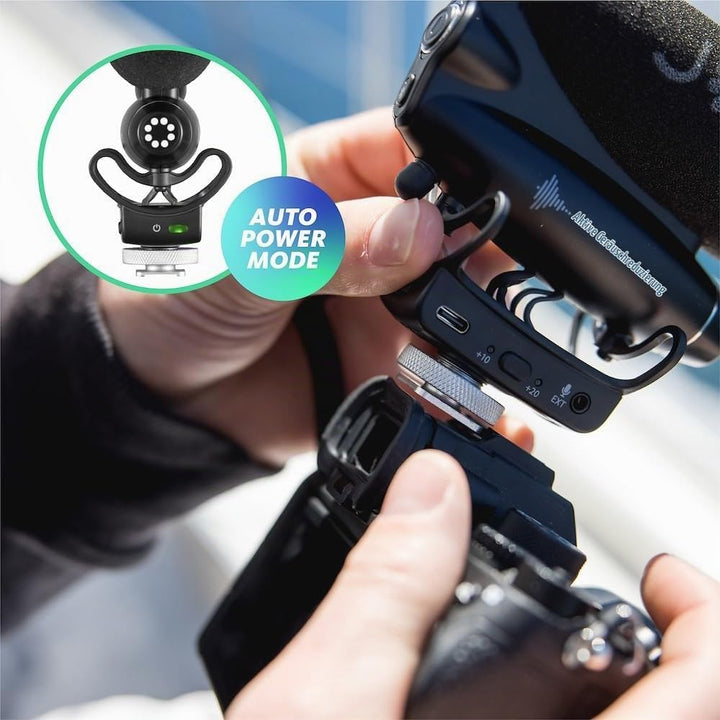 JOBY Wavo PRO Professionelles Richtmikrofon zur Kameramontage, Stabmikrofon mit Eingebauter ANR und