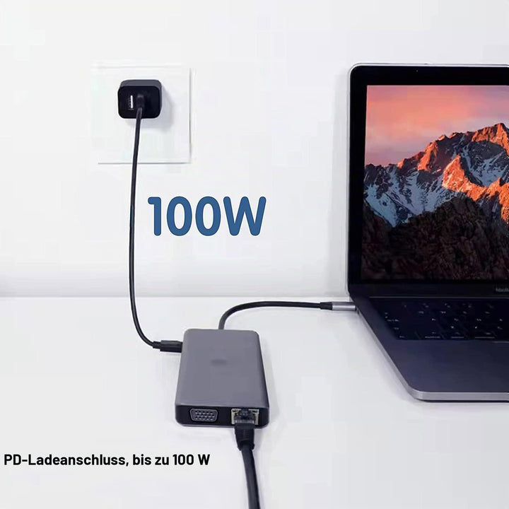 TRANSLON USB C Hub, Kompakte Dockingstation, 13 in 1, Triple Display, PD 100W, 2X HDMI, 1x VGA, 4X U