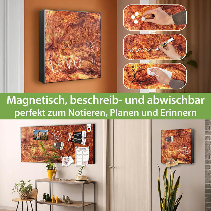 banjado Grosser Schlüsselkasten Glas - Schlüsselbox 30x30cm mit 50 Haken - Schlüsselkasten modern fü