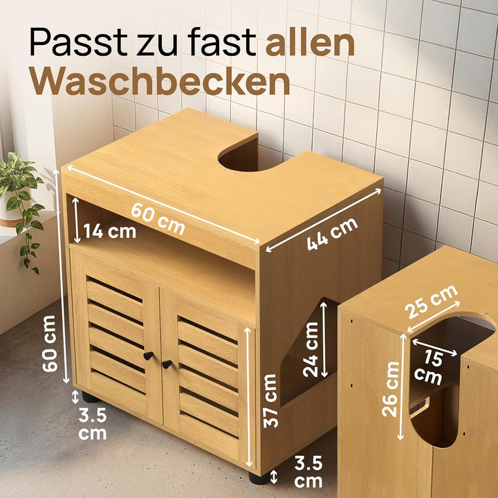 Katzenschrank für Katzenklo – Stilvoller Waschbeckenunterschrank/Katzenmöbel mit flexiblem Einstieg