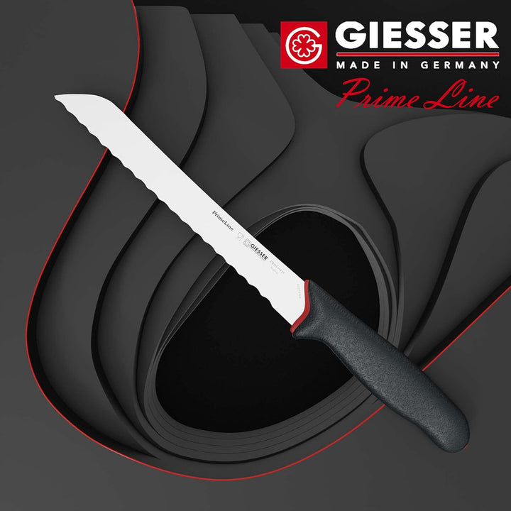 Giesser seit 1776 - Made in Germany - scharfes Brotmesser rutschfest PrimeLine, 21 cm Klinge mit Wel