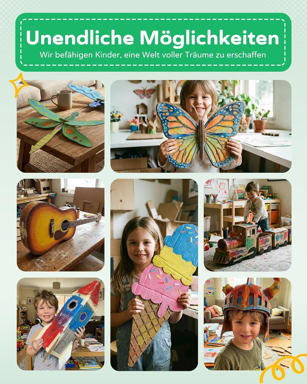 Kartonschneider Kinder Spielzeug ab 3 Jahren | Sicheres DIY Karton Werkzeug & STEM Spielzeug | Karto