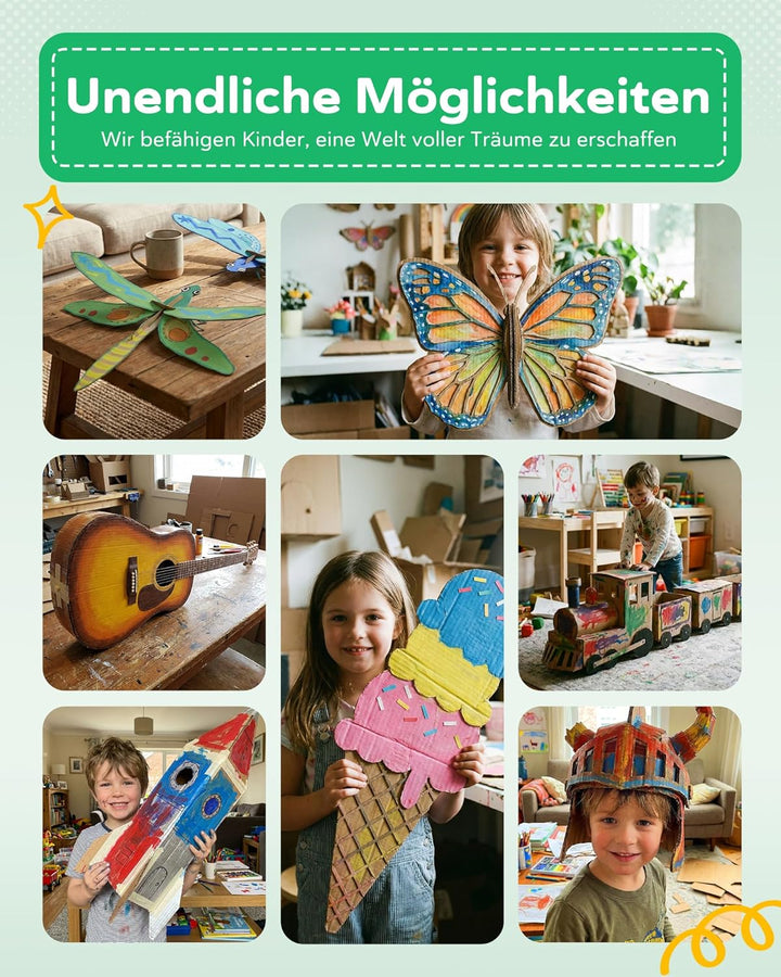 Kartonschneider Kinder Spielzeug ab 3 Jahren | Sicheres DIY Karton Werkzeug & STEM Spielzeug | Karto
