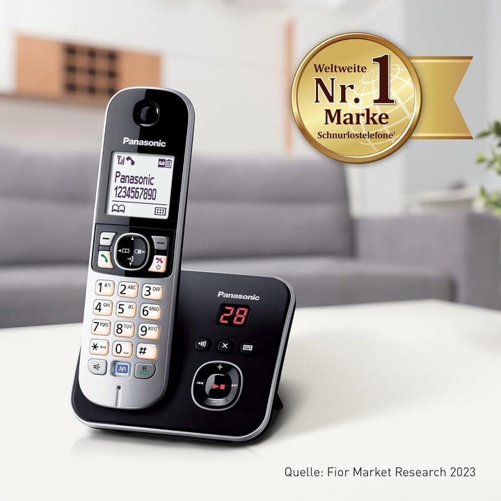 Panasonic KX-TG6821GB DECT Schnurlostelefon mit Anrufbeantworter (strahlungsarm, Eco-Modus, GAP Tele