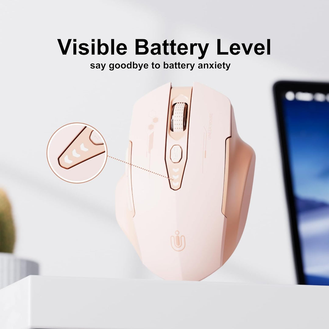 Uineer Bluetooth Maus, [aktualisiert] Maus kabellos Tri-Modus (BT 5.0/4.0+2,4 GHz), sichtbare Batter