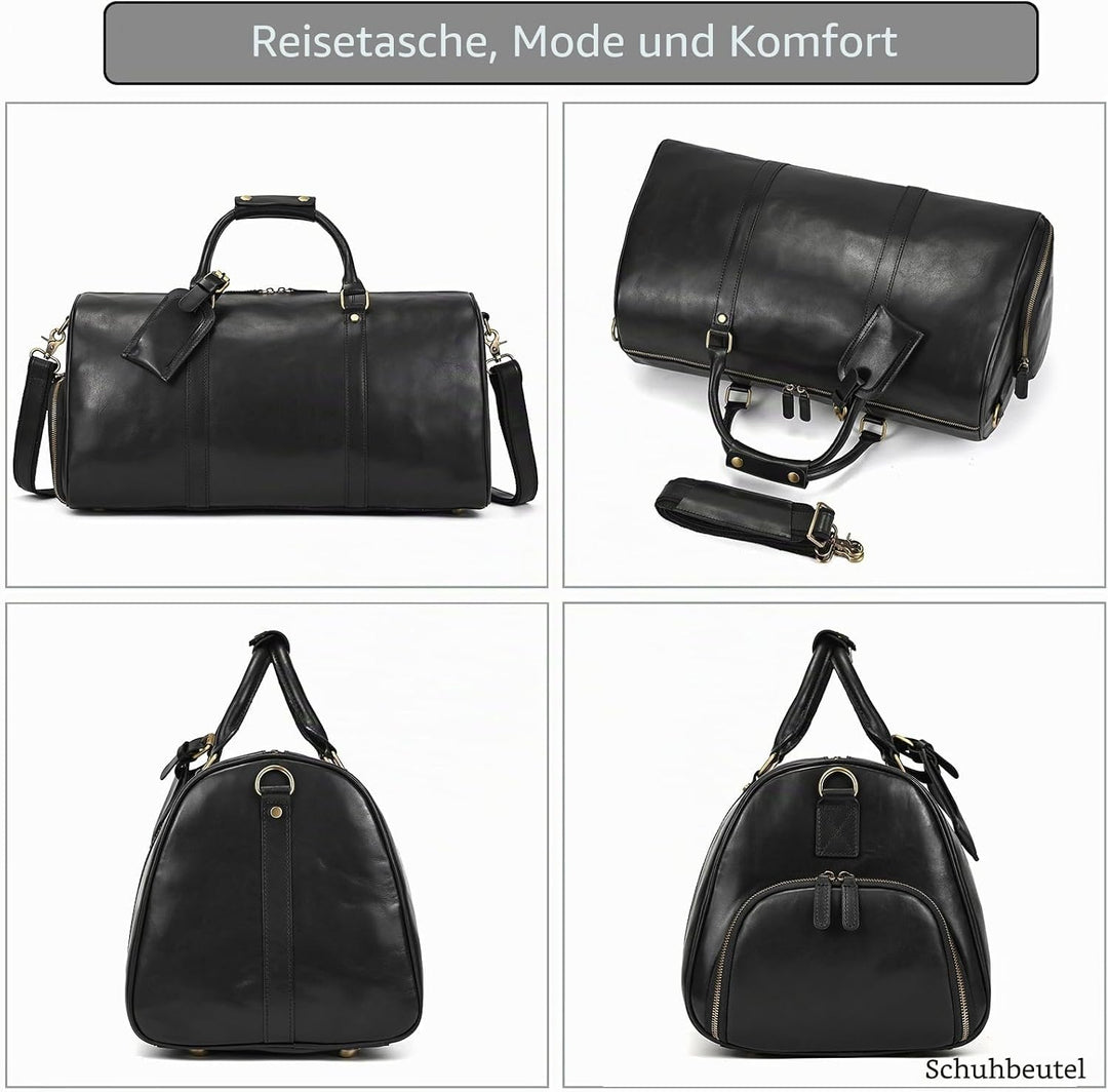 LUUFAN Leder Reisetasche grosse Kapazität Duffel Gepäcktasche mit Schuhfach, Männer Frauen Umhängeta