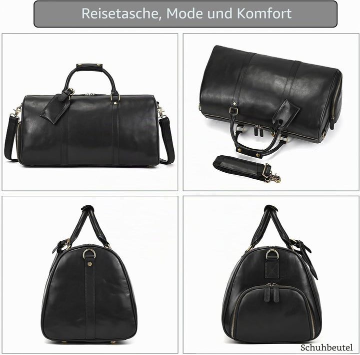 LUUFAN Leder Reisetasche grosse Kapazität Duffel Gepäcktasche mit Schuhfach, Männer Frauen Umhängeta