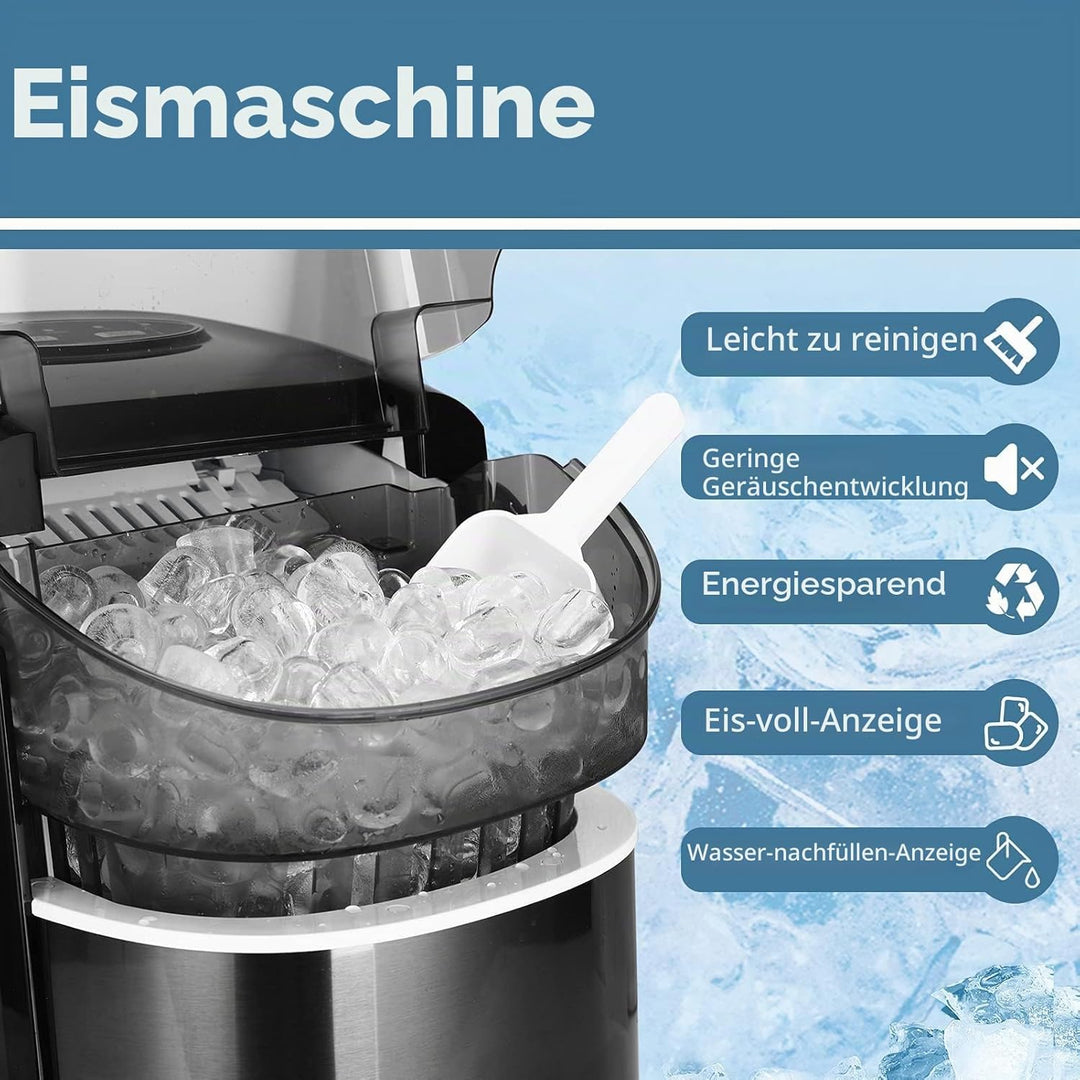 Eiswürfelmaschine Testsieger 12KG Eiswürfelbereiter Ice Maker 6 min Produktionszeit Ice Cube Maker,