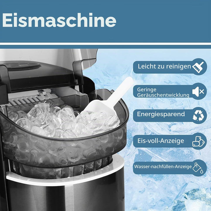 Eiswürfelmaschine Testsieger 12KG Eiswürfelbereiter Ice Maker 6 min Produktionszeit Ice Cube Maker,