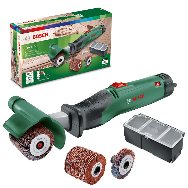 Bosch Schleifroller Texoro (250 Watt, 3 Zubehöre, Zubehörbox, im Karton), Green Schleifroller Texoro