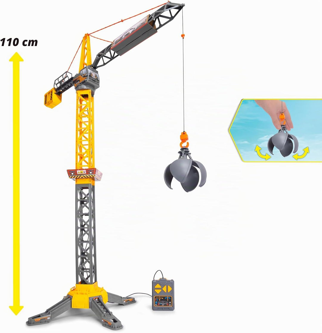 Dickie Toys - Mighty Crane (110 cm) - grosser Spielzeug-Kran mit 360°-Drehung & Abrissbirne inkl. Gr