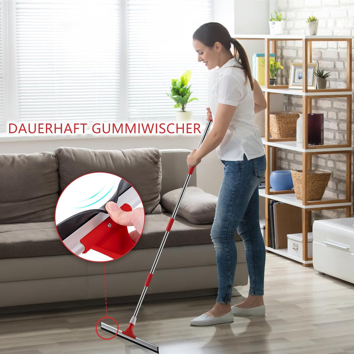 Mitclear 43cm Wasserschieber/Bodenwischer mit Verlängertem Stiel(147cm), Nasser Boden Gummiabzieher